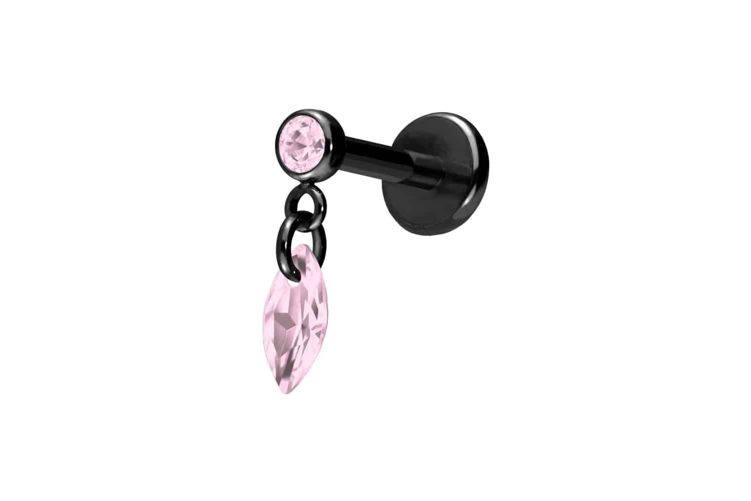 Titan Labret Piercing mit Push Fit KRISTALLOVAL